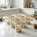 Metallic Gold Striped Glasses Set of 6