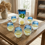 Coastal Breeze Glass Beverage Dispenser Set of 7