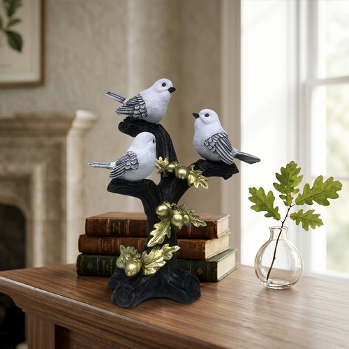Three Birds on an Oak Branch Decorative Showpiece