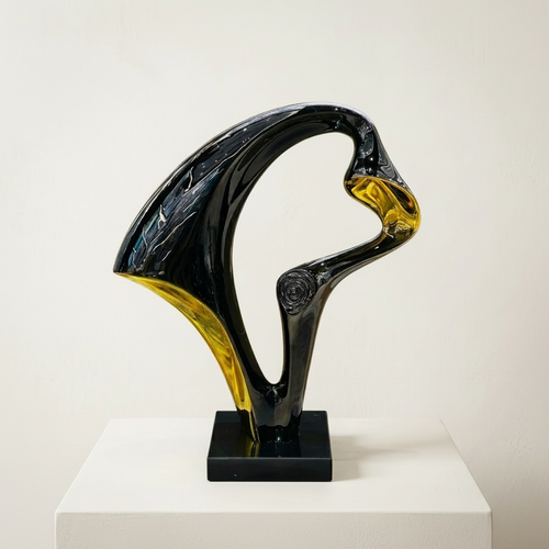 Eclipse Abstract Black & Gold Sculpture
