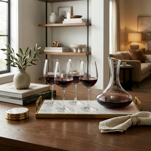 5 Piece Crystal Wine Decanter & Glass Set