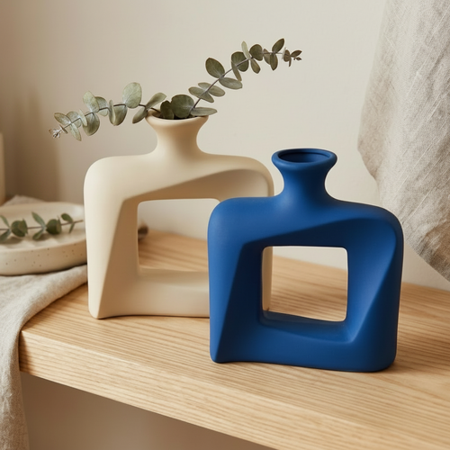 Elegant Hollow Geometric Ceramic Vase