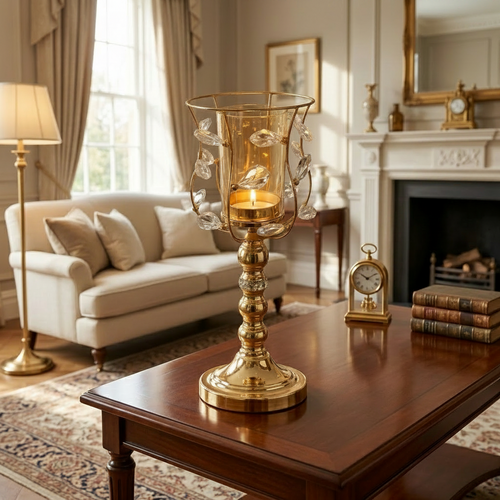 Luxury Gold Crystal Goblet Candle Stand