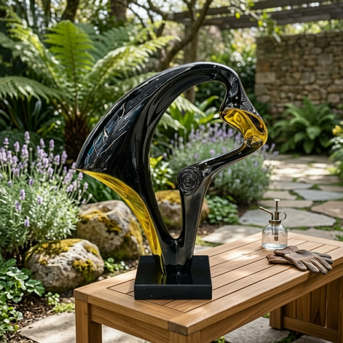Eclipse Abstract Black & Gold Sculpture