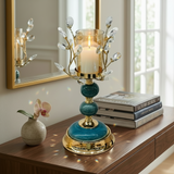 Elegant Emerald Glaze Pillar Candle Holder