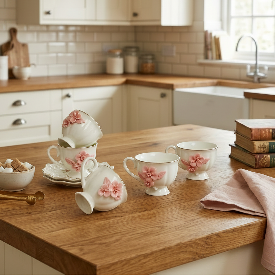 Modern Artisan 3D Floral Tea Set of 6