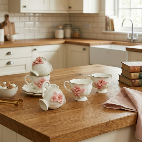 Modern Artisan 3D Floral Tea Set of 6