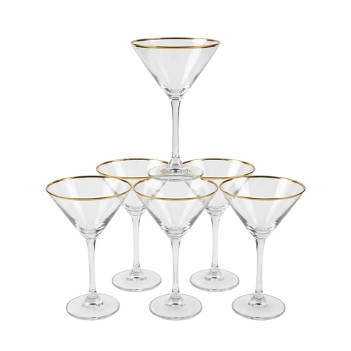 Elegant Gold-Rimmed Martini Glasses Set of 6