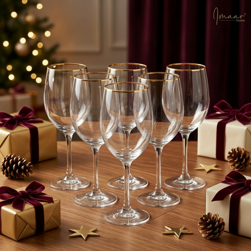 Elegant Gold-Rimmed Wine Glasses Set of 6