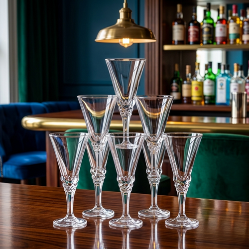 Elegant Cut Champagne Glasses Set of 6