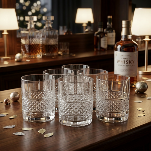 Classic Grid Whiskey Glasses Set of 6