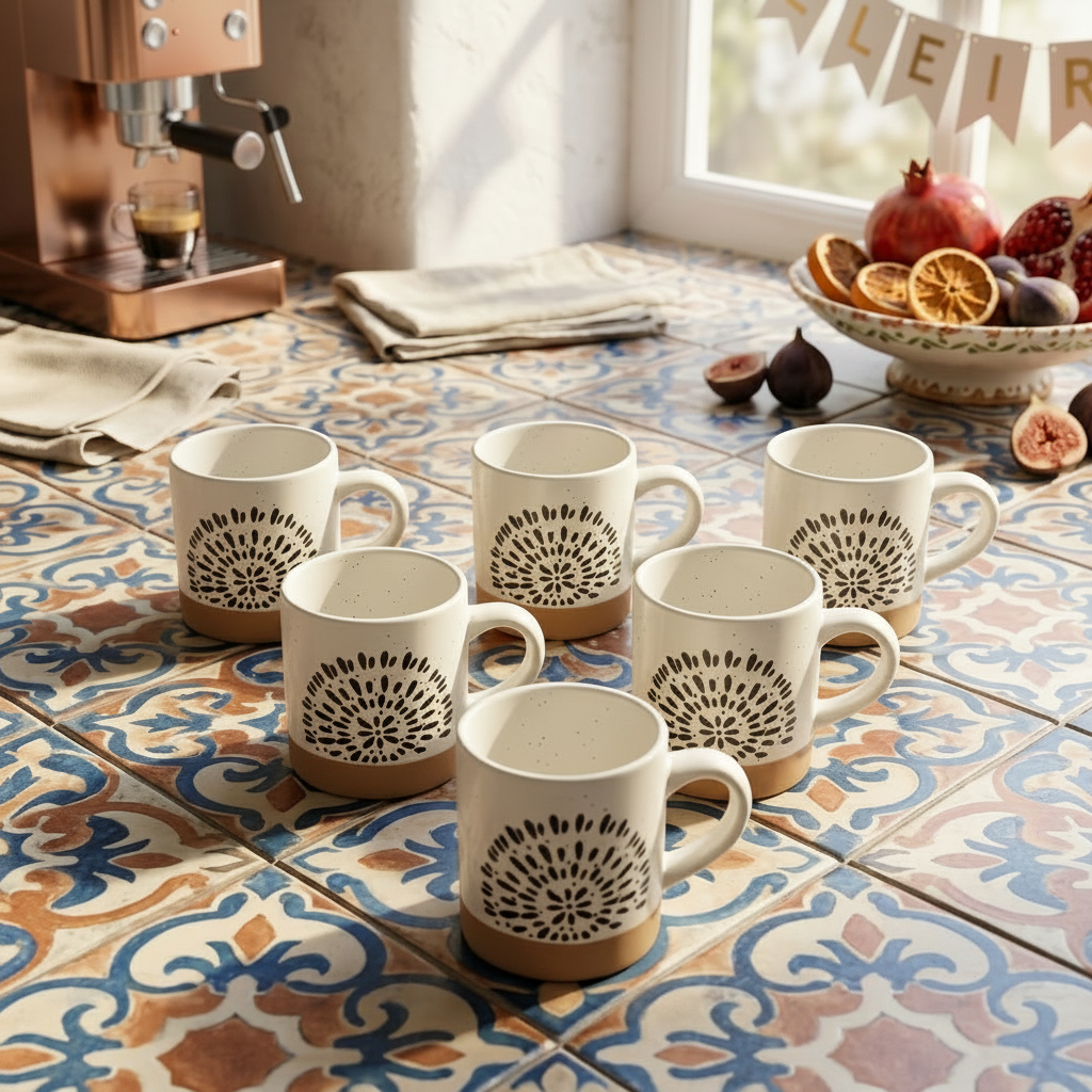 Elegant Ceramic Cup & Saucer Set 12 Piece