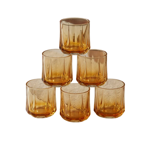 Amber Prism Geometric Glasses Set of 6