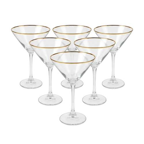 Elegant Gold-Rimmed Martini Glasses Set of 6
