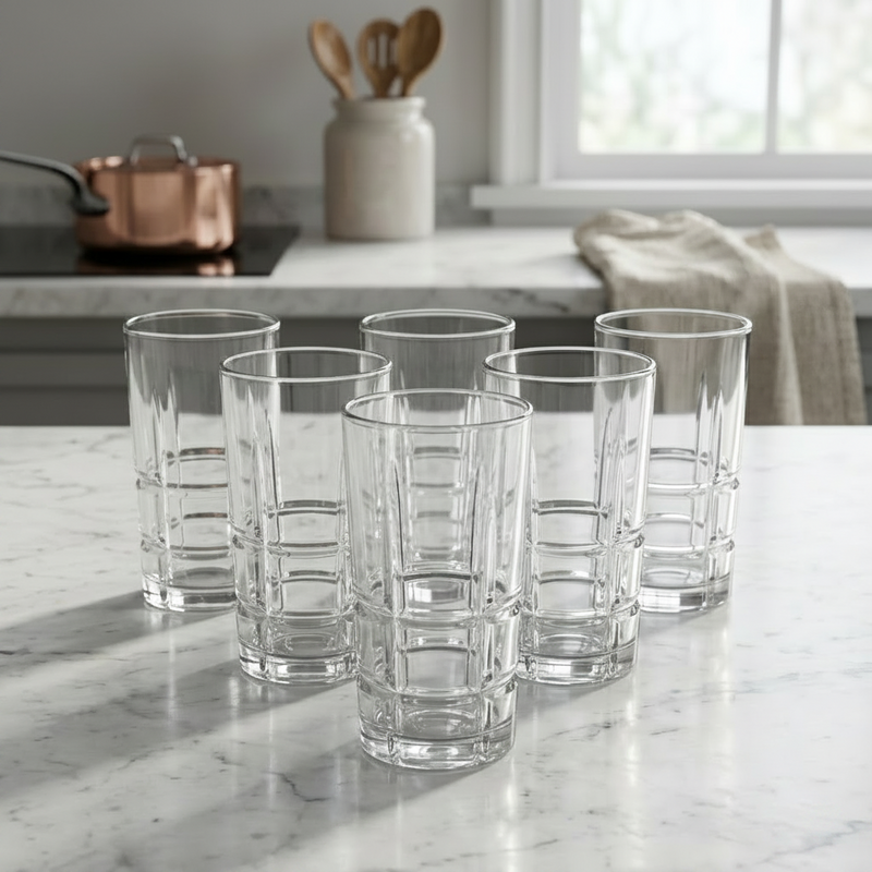 Modern Grid Glasses Set of 6