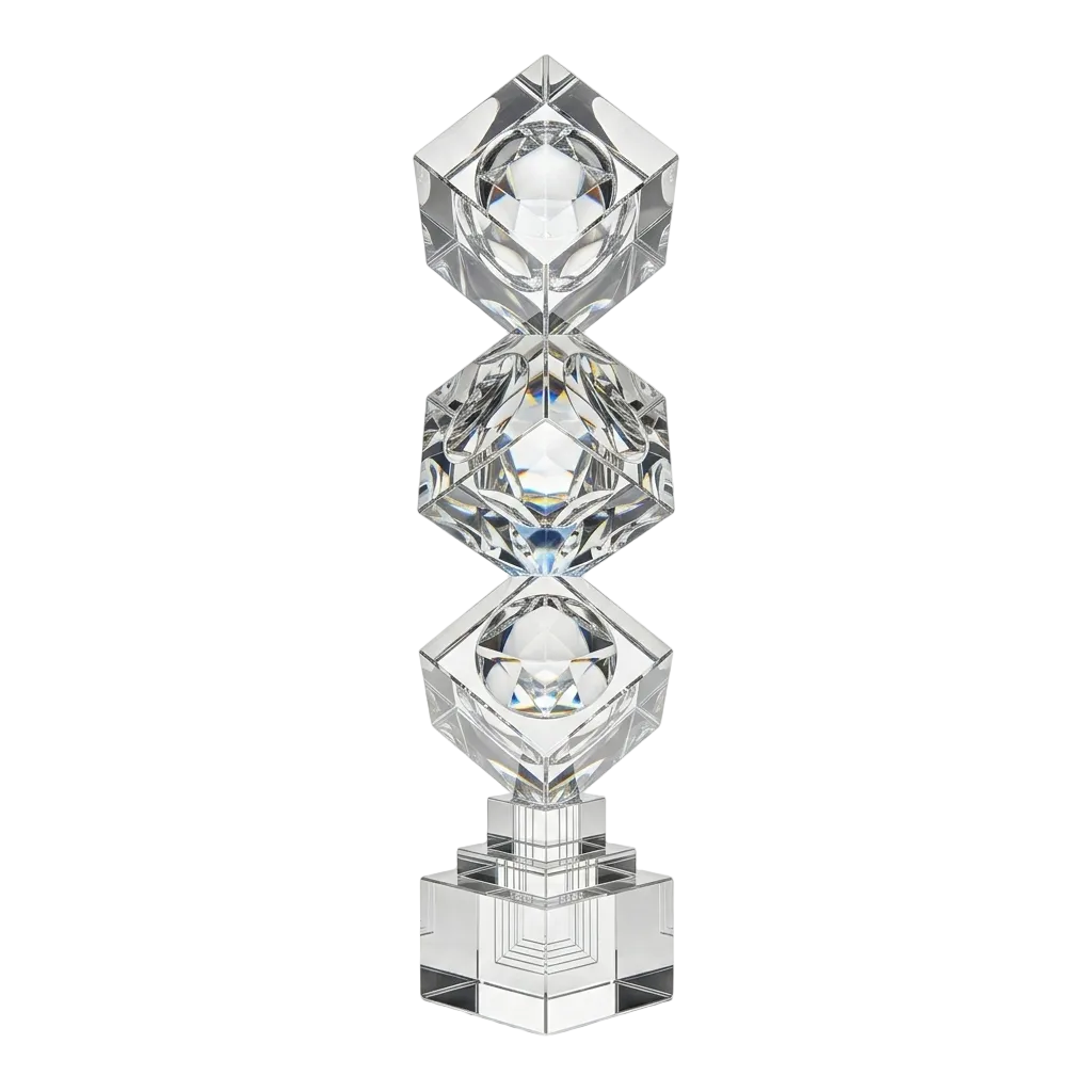 Lumina Stacked Crystal Cube Sculpture