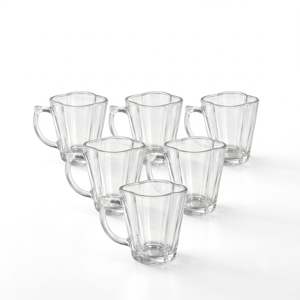 Modern Transparent Ribbed Glasses Set of 6