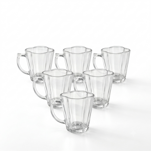 Modern Transparent Ribbed Glasses Set of 6