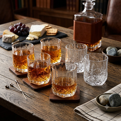 Crystal Cut Whiskey Glass Set of 6