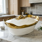 Imperial White & Gold Lidded Serving Dish