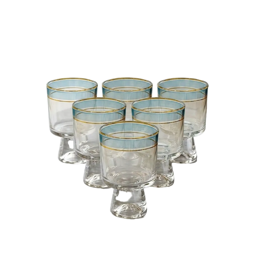 Azure Blue Glasses Set of 6