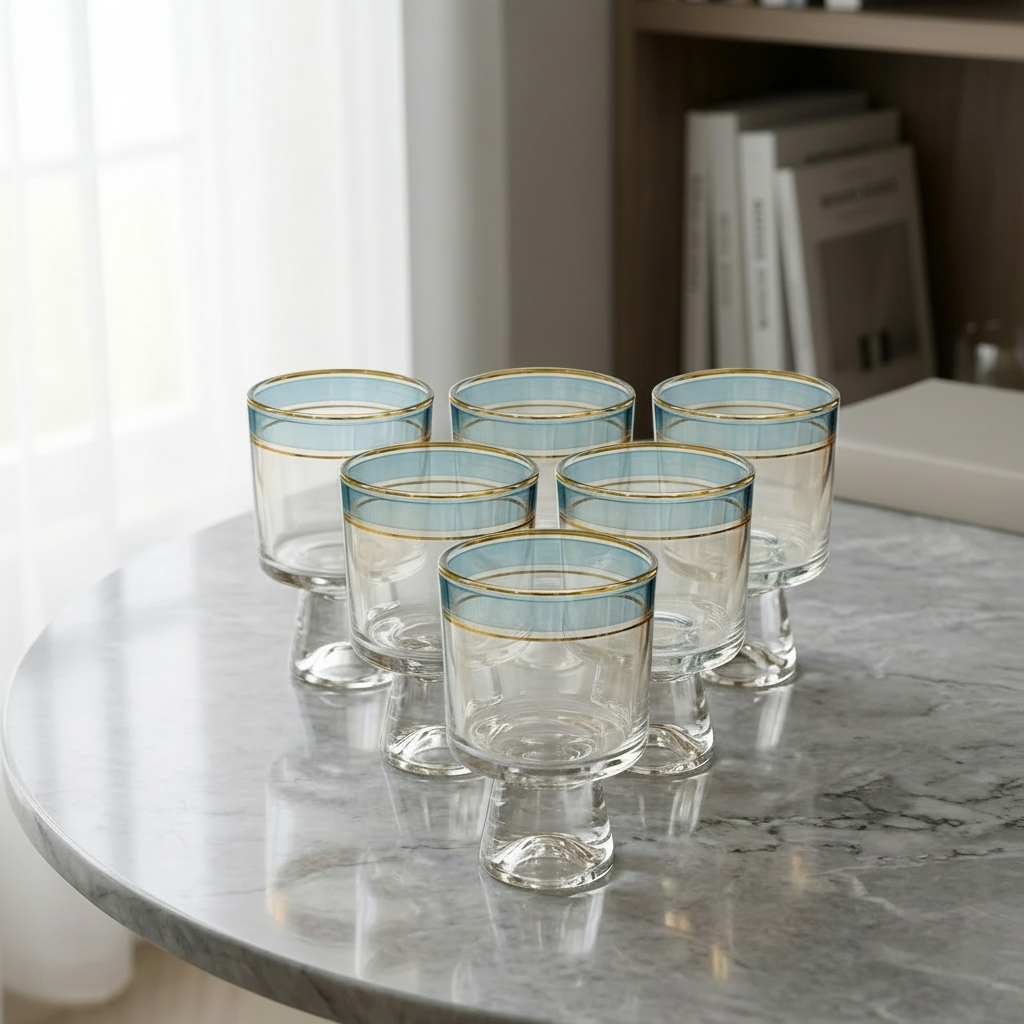 Azure Blue Glasses Set of 6