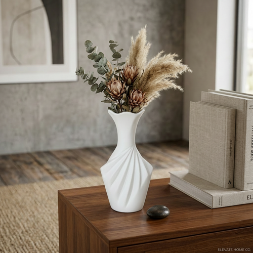 Modern White Swirl Ceramic Vase