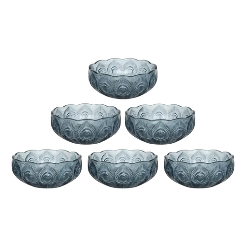 Royal Textured Glass Serving Bowls Set of 6