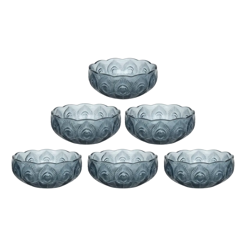 Royal Textured Glass Serving Bowls Set of 6