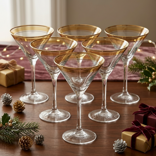 Elegant Gold-Rimmed Glasses Set of 6