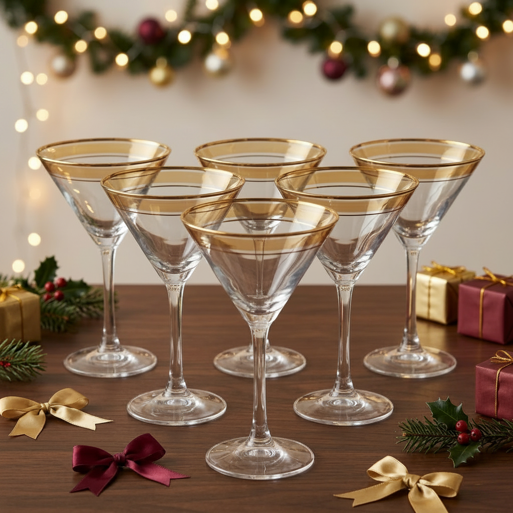 Elegant Gold-Rimmed Glasses Set of 6