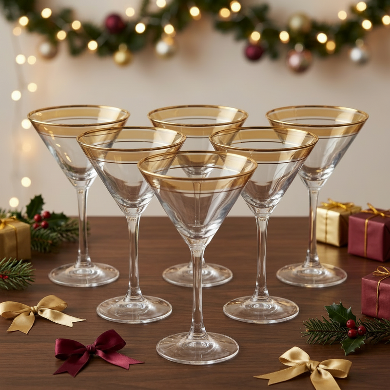 Elegant Gold-Rimmed Glasses Set of 6