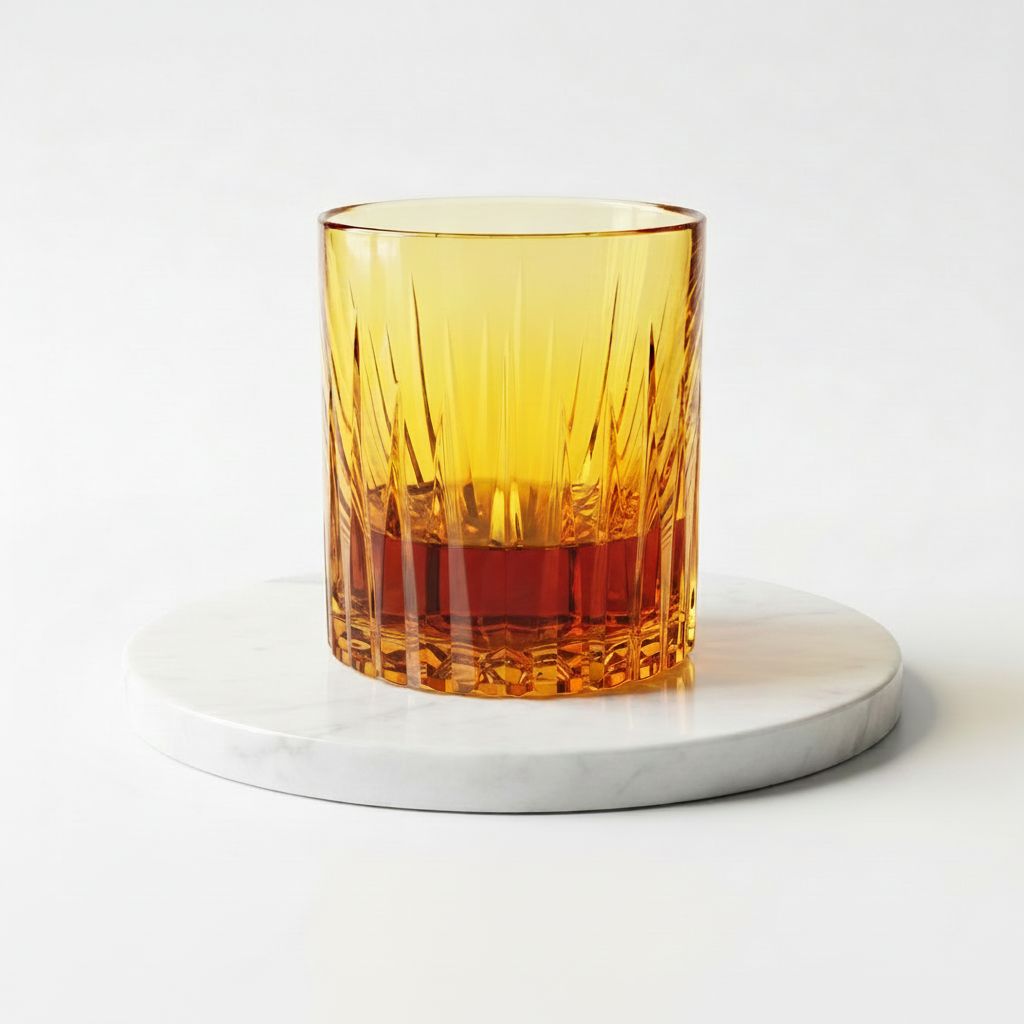 Amber Ribbed Glass Tumbler – Premium Drinking Glass