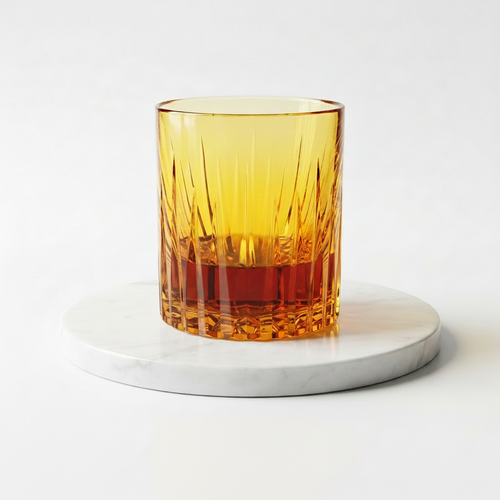 Amber Ribbed Glass Tumbler – Premium Drinking Glass
