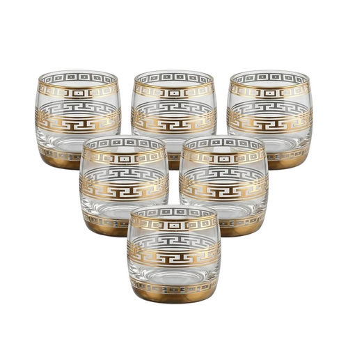 Modern Gold Trim Whiskey Glasses Set of 6