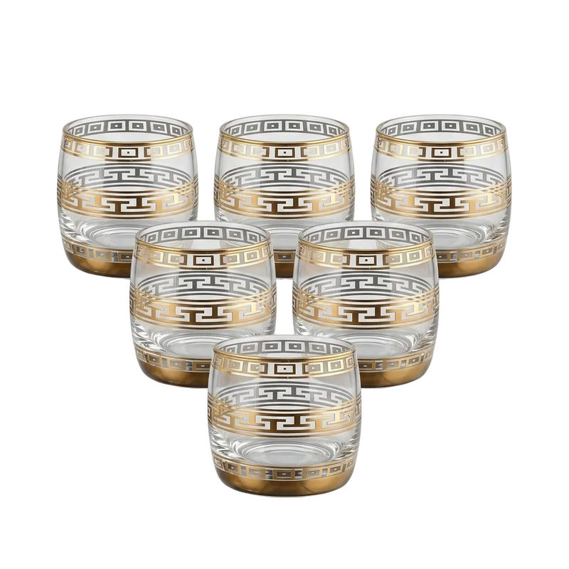 Modern Gold Trim Whiskey Glasses Set of 6