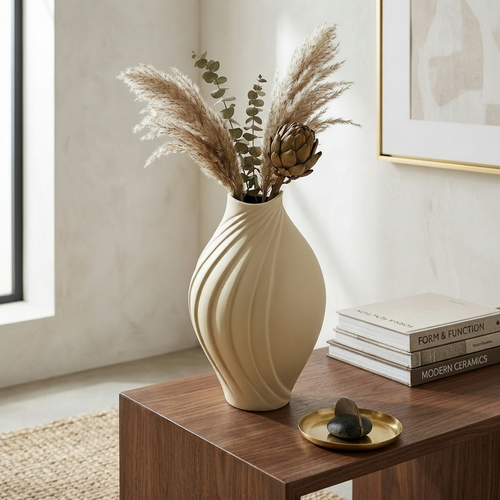 Modern Swirl Cut Ceramic Vase