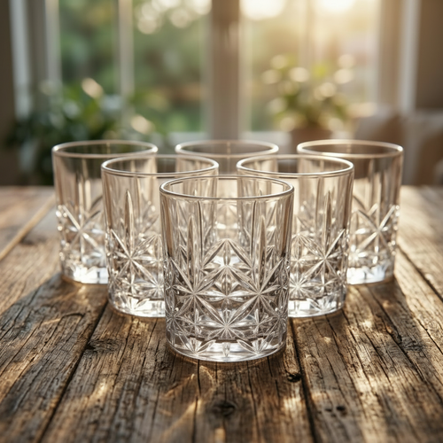 Elegant Geometric Cut Glasses Set of 6