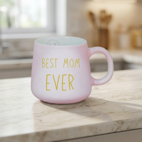 Pastel Ceramic "Mom" Coffee Mug Collection – Gold Lettering Set