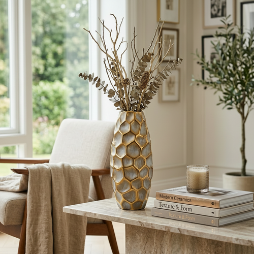 Elegant Elixir Honeycomb Textured Vase
