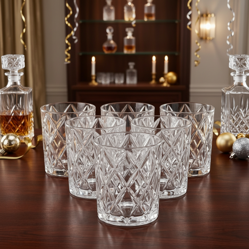 Premium Diamond Cut Glasses Set of 6