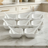 Luxury Ceramic Soup & Dessert Bowl with Spoon Set of 8