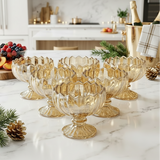 Elegant Amber Glass Dessert Bowls Set of 6