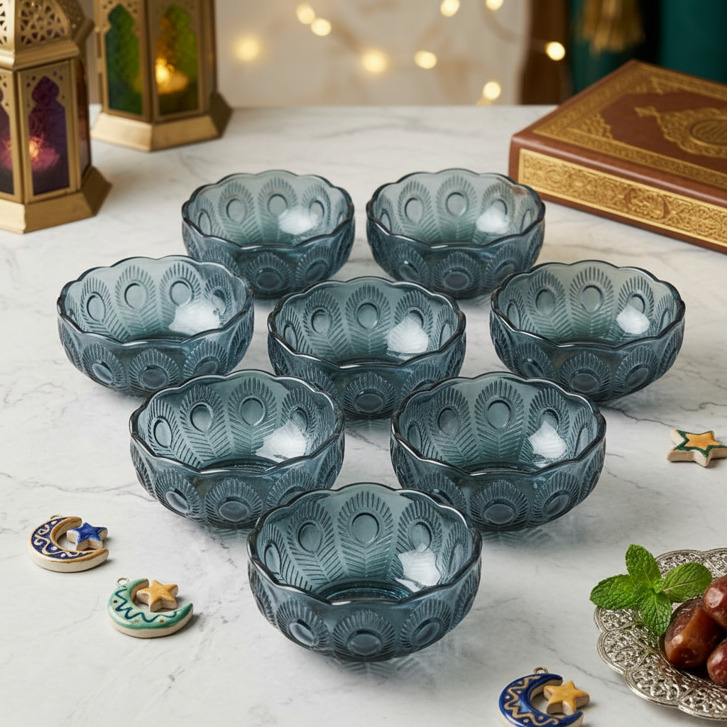 Royal Textured Glass Serving Bowls Set of 6
