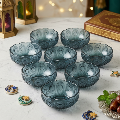Royal Textured Glass Serving Bowls Set of 6