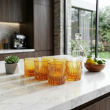 Amber Ribbed Glass Tumbler – Premium Drinking Glass