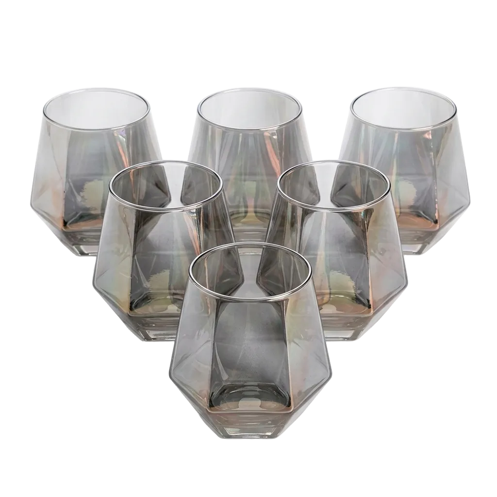 Silver Ion Tint Whiskey Glasses Set of 6