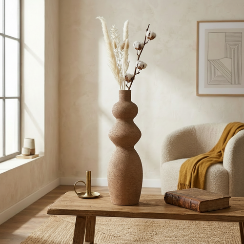 Triple Textured Stacked Tall Vase