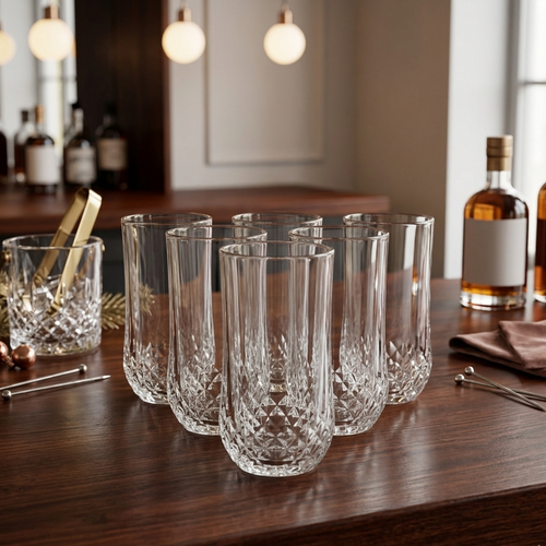 Elegant Crystal Etched Glasses Set of 6