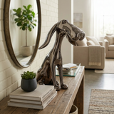 Modern Metallic Grey Dog Statue